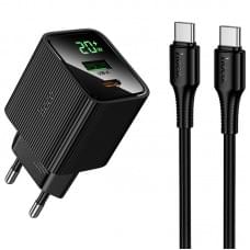 МЗП Hoco CS83A Excellent with digital display PD20W+QC3.0 (1USB-A/1C) + кабель Type-C to Type-C Black МЗП Hoco CS83A Excellent with digital display PD20W+QC3.0 (1USB-A/1C) + кабель Type-C to Type-C Black