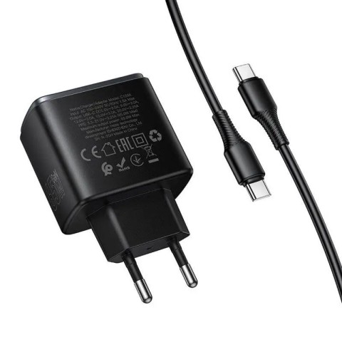 МЗП Hoco C159A Upgrade PD65W (1USB-C) + кабель Type-C to Type-C Black