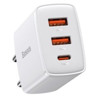 МЗП Baseus Compact Quick Charger 30W QC+PD (2USB-A/1C) (CCXJ-E) Білий