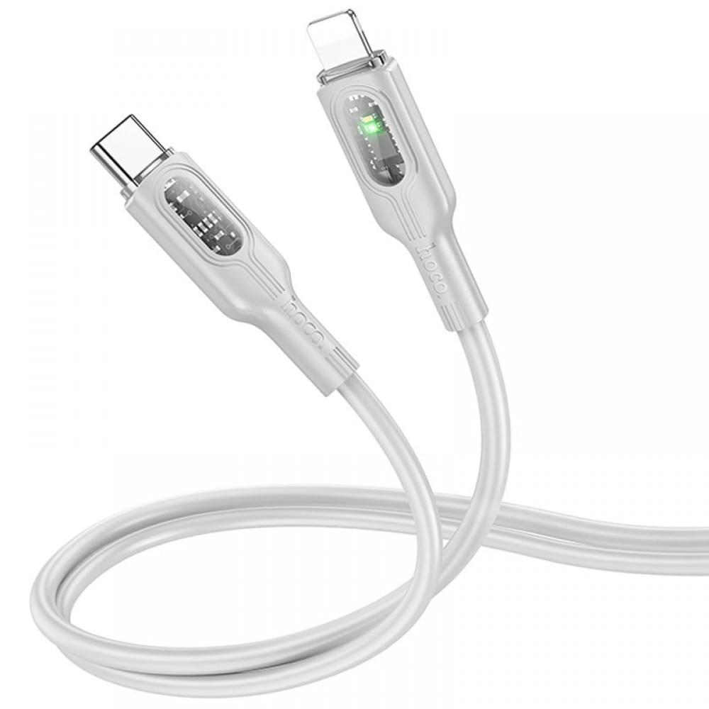Дата кабель Hoco U120 Transparent explore intelligent power-off PD 27W Type-C to Lightning (1.2m)