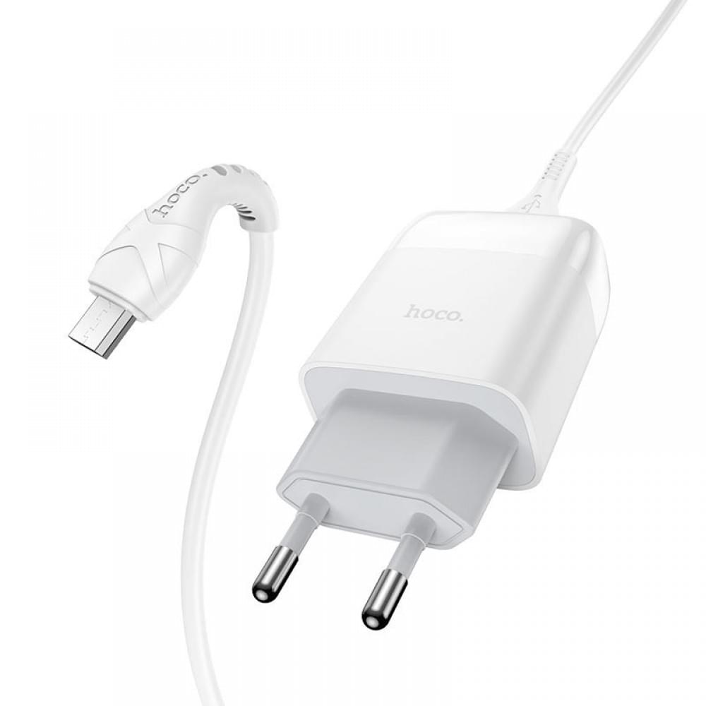 МЗП Hoco C72Q Glorious QC3.0 18W (1USB-A) + кабель USB to MicroUSB Білий