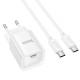 МЗП Hoco C146A Charm PD20W (1USB-C) + кабель Type-C to Type-C White