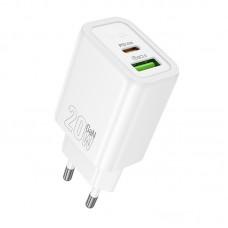 МЗП Hoco N61 Gentle PD20W+QC3.0 (1USB-A/1C) White