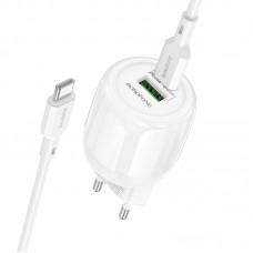 МЗП Borofone BA93A Lustrous PD20W+QC3.0 (1USB-A/1C) + кабель Type-C to Type-C White