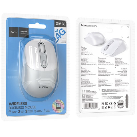 Миша Hoco GM28 2.4G White / Gray