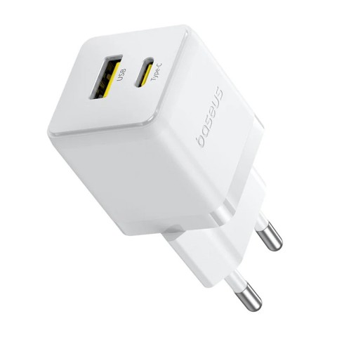 МЗП Baseus Palm Fast Charger 30W (1USB-A/1C) + кабель Type-C to Type-C (P1011160A) Moon White