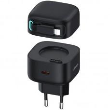 МЗП Usams US-CC209 GaN With Lightning Magnetic Retractable Cable Module XMF Ser. 35W (2USB-C) Black