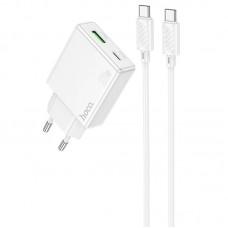 МЗП Hoco C142A Direct PD20W+QC3.0 (1USB-A/1C) + кабель Type-C to Type-C White