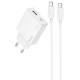 МЗП Hoco C142A Direct PD20W+QC3.0 (1USB-A/1C) + кабель Type-C to Type-C White