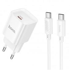 МЗП Hoco C146A Charm PD20W (1USB-C) + кабель Type-C to Type-C White