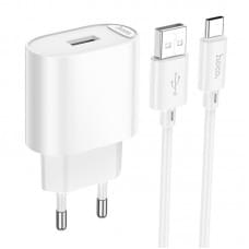 МЗП Hoco C109A Fighter 10.5W (1USB-A) + кабель USB to Type-C White МЗП Hoco C109A Fighter 10.5W (1USB-A) + кабель USB to Type-C White