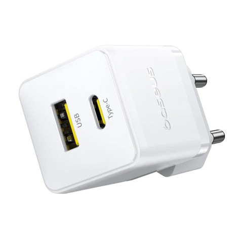 МЗП Baseus Palm Fast Charger 30W (1USB-A/1C) + кабель Type-C to Type-C (P1011160A) Moon White