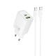 МЗП Hoco N63 Gentle PD30W+QC3.0 (1USB-A/1C) + кабель Type-C to Type-C White