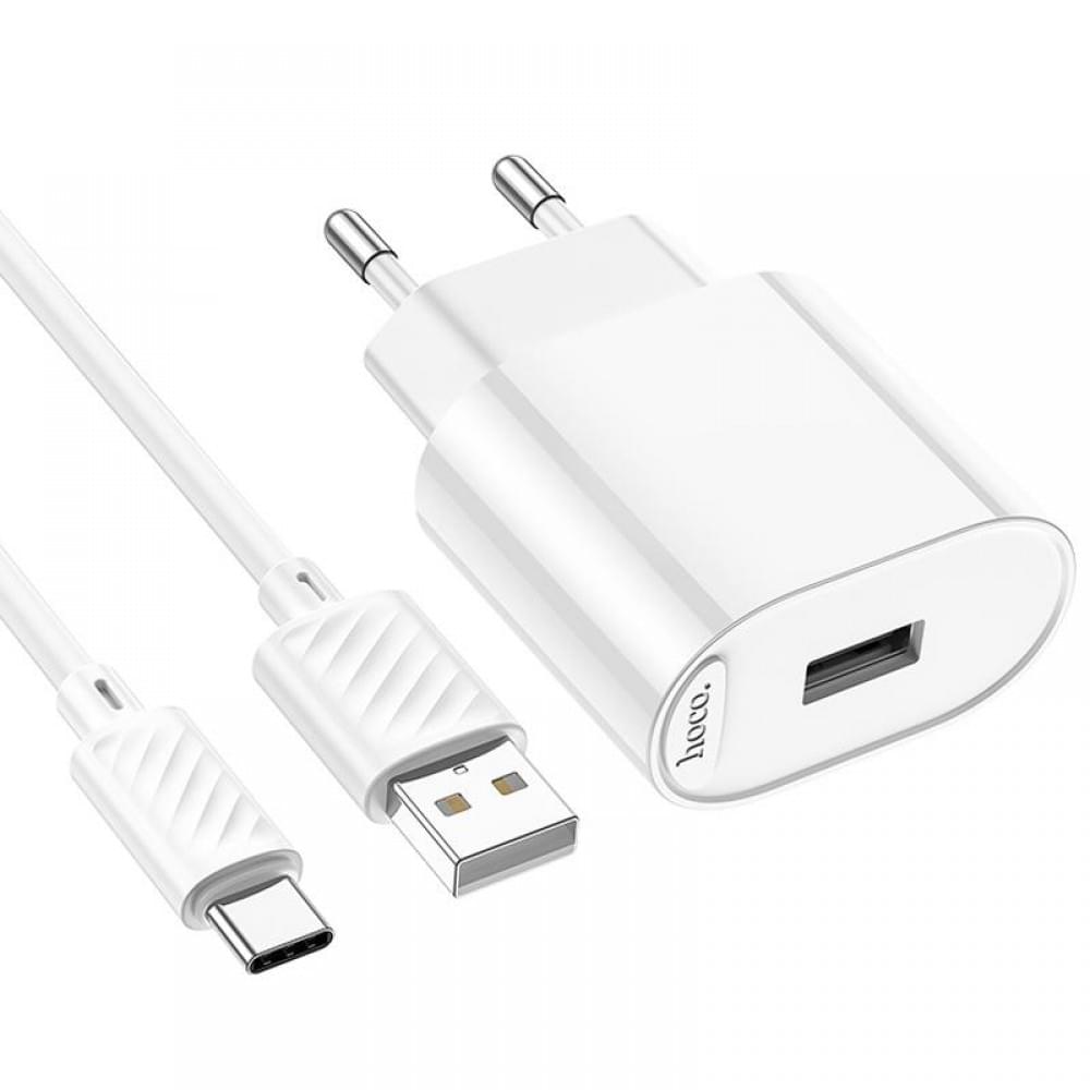 МЗП Hoco C109A Fighter 10.5W (1USB-A) + кабель USB to Type-C White