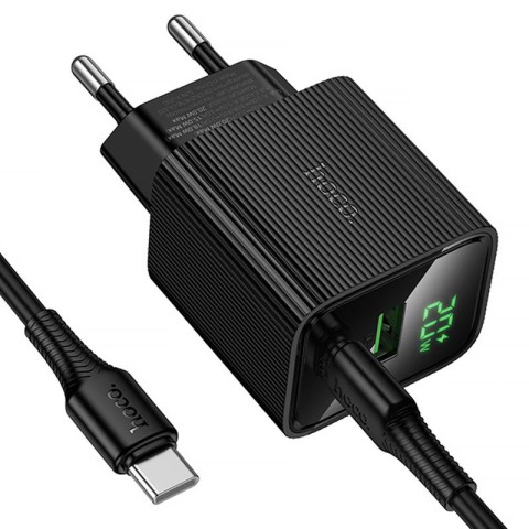 МЗП Hoco CS83A Excellent with digital display PD20W+QC3.0 (1USB-A/1C) + кабель Type-C to Type-C Black