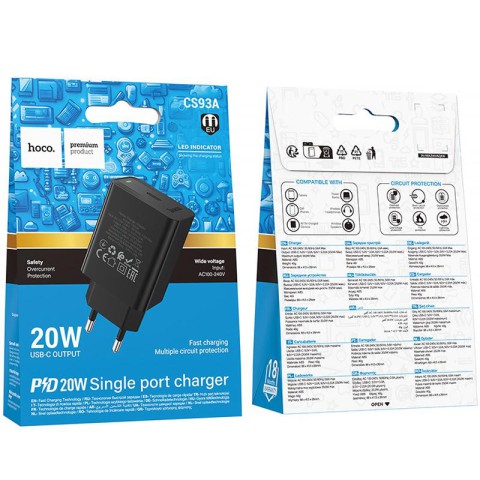 МЗП Hoco CS93A Leader 20W (1USB-C) Black