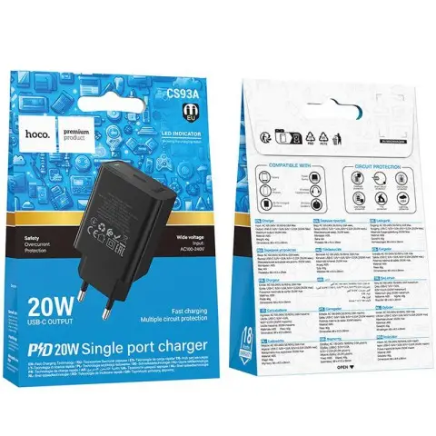 МЗП Hoco CS93A Leader 20W (1USB-C) Black