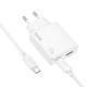 МЗП Hoco C142A Direct PD20W+QC3.0 (1USB-A/1C) + кабель Type-C to Type-C White