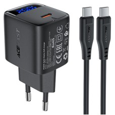 МЗП Acefast A113 PD20W GaN (1USB-C) + кабель Type-C to Type-C Black