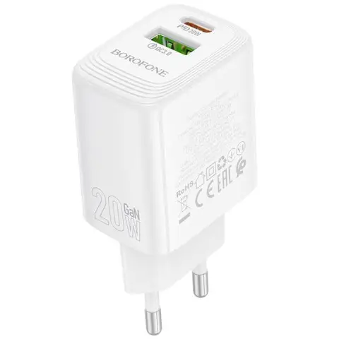 МЗП Borofone BN27 Fuente PD20W+QC3.0 (1USB-A/1C) White