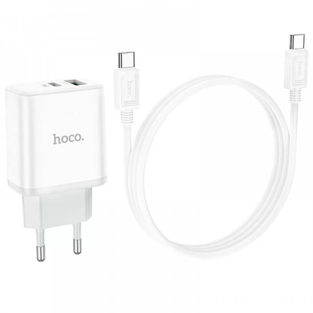 МЗП Hoco C105A Stage PD20W+QC3.0 (1USB-A/1C) + кабель Type-C to Type-C White