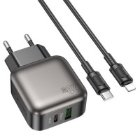 МЗП Borofone BAS54A Absolute PD20W+QC3.0 (1USB-A/1C) + кабель Type-C to Lightning Black