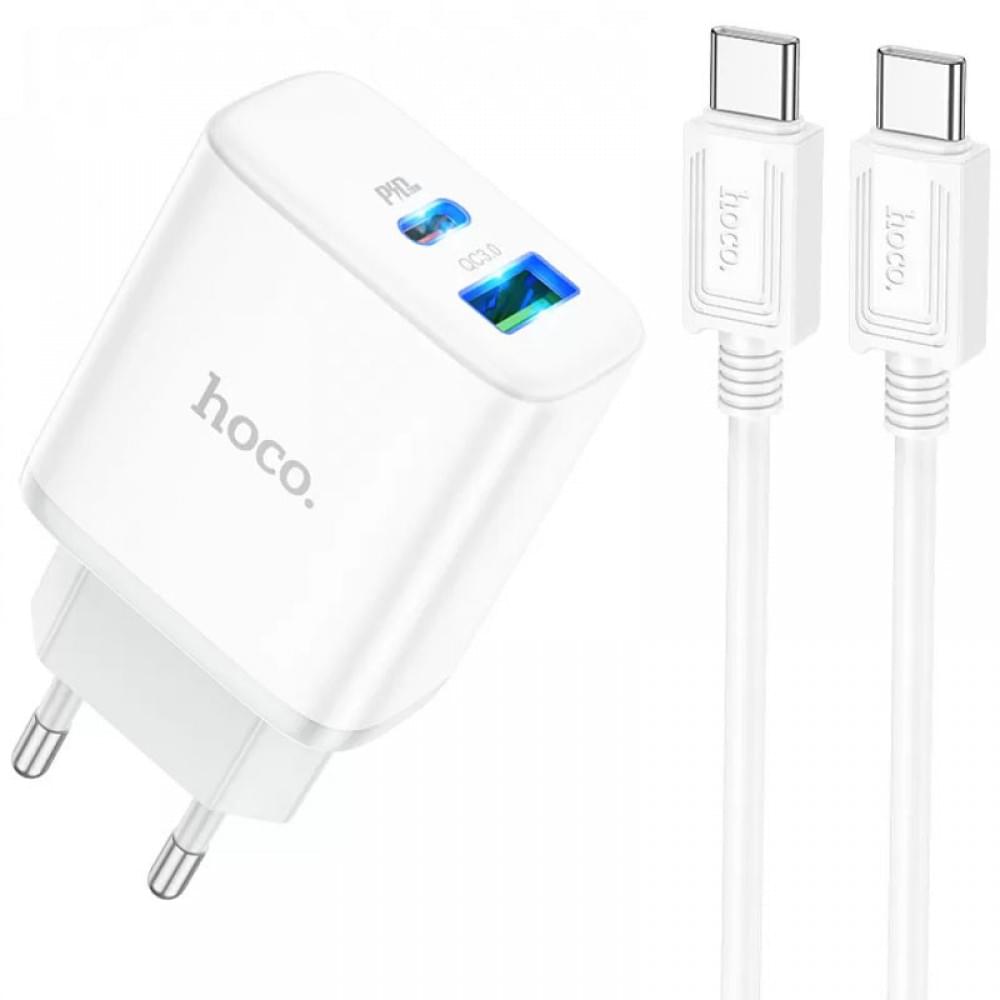 МЗП Hoco C105A Stage PD20W+QC3.0 (1USB-A/1C) + кабель Type-C to Type-C White