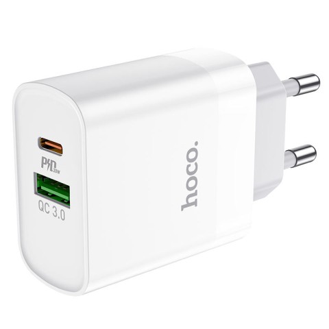 МЗП Hoco C80A Plus Rapido PD20W+QC3.0 (1USB-A/1C) White