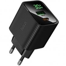 МЗП Hoco CS84A Excellent with digital display PD30W+QC3.0 (1USB-A/1C) Black МЗП Hoco CS84A Excellent with digital display PD30W+QC3.0 (1USB-A/1C) Black