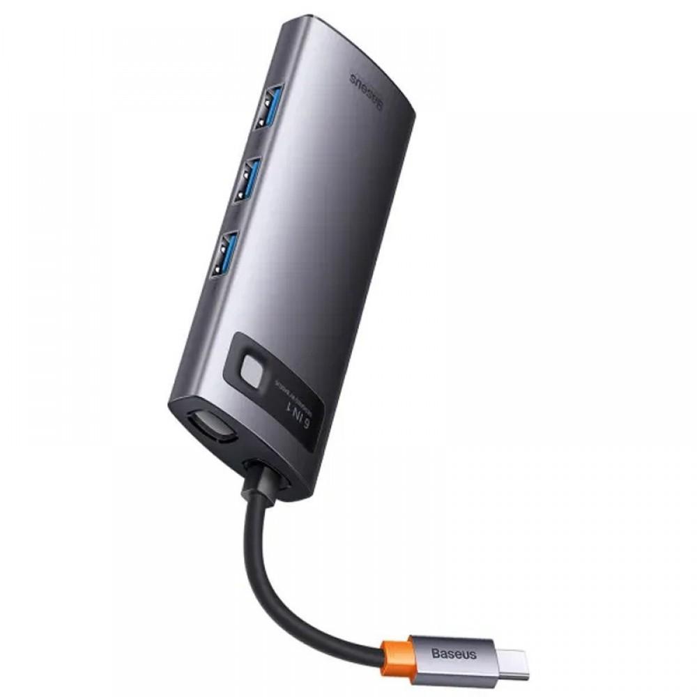 Перехідник HUB Baseus Metal Gleam Series 6-in-1 Multifunctional Type-C (CAHUB-CW) Gray