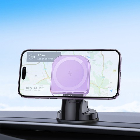 Автотримач з БЗП Hoco HW18 Crystal (center console) Romantic purple