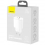 МЗП Baseus Compact Quick Charger 20W QC+ PD (Type-C + 1USB) (CCXJ-B) White