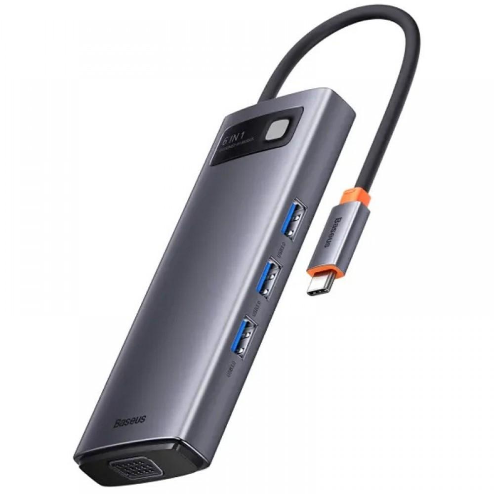 Перехідник HUB Baseus Metal Gleam Series 6-in-1 Multifunctional Type-C (CAHUB-CW) Gray