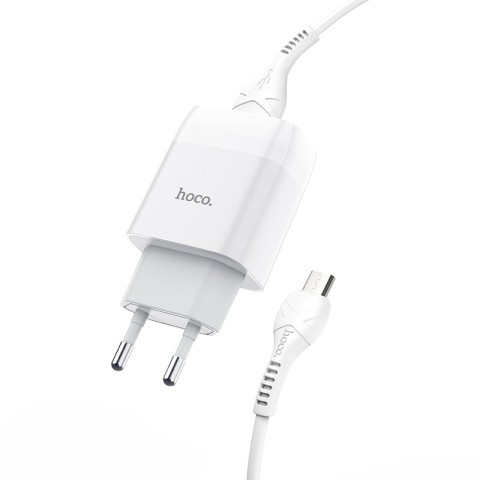 МЗП Hoco C73A Glorious 2.4A (2USB-A) + кабель USB to MicroUSB Білий