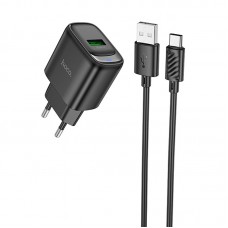 МЗП Hoco C140A Smart QC3.0 (1USB/3A) + Type-C Black