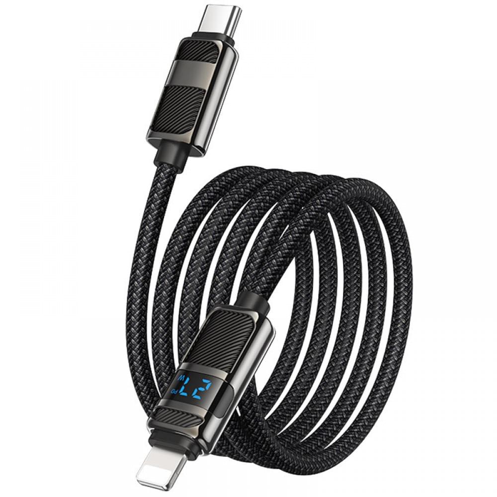 Дата кабель Hoco U137 Line with display Type-C to Lightning 27W (1.2m) Black