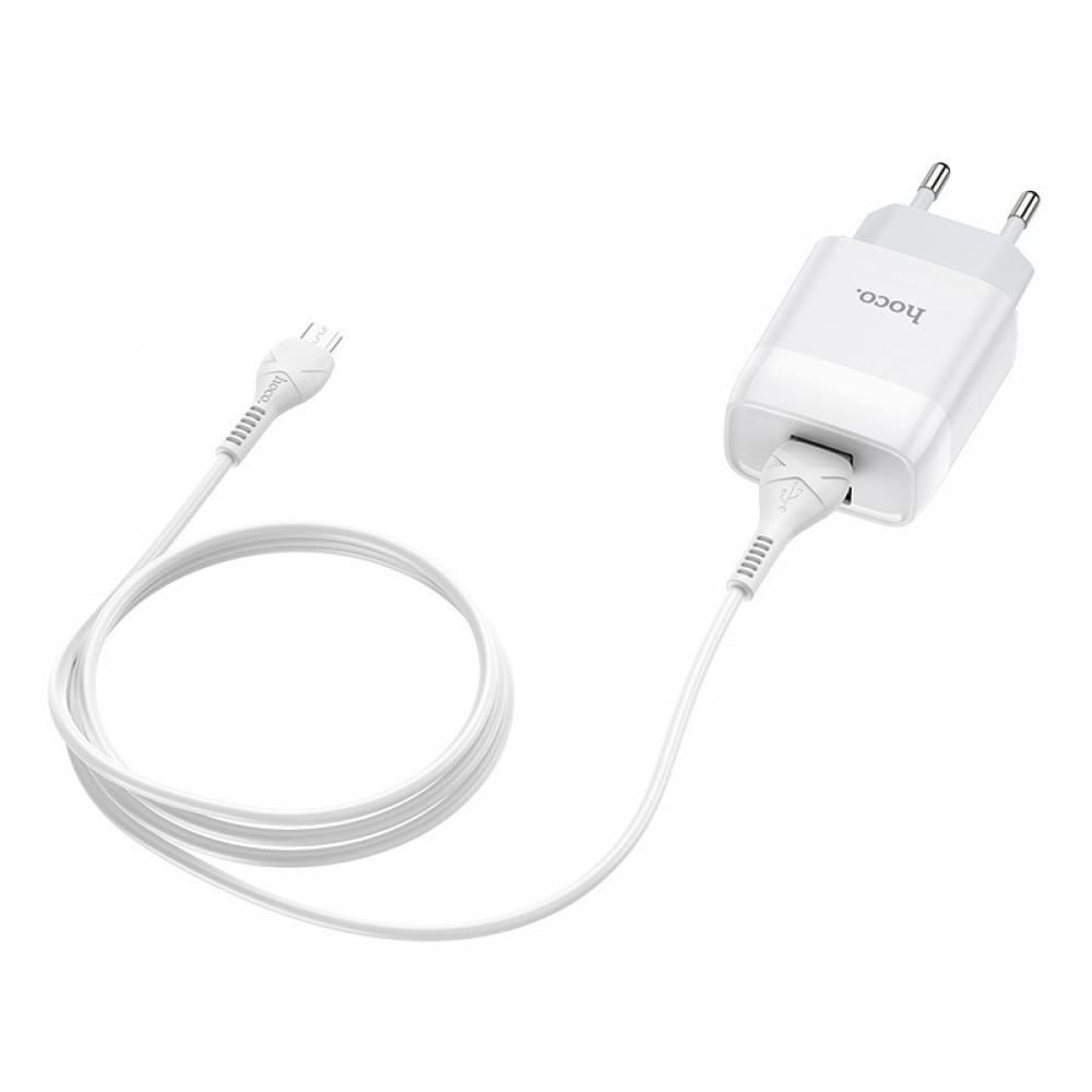 МЗП Hoco C73A Glorious 2.4A (2USB-A) + кабель USB to MicroUSB Білий