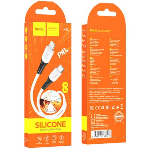 Дата кабель Hoco X82 Silicone Type-C to Lightning 20W (1m) White