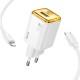 МЗП Hoco N53 Monsoon PD30W+QC3.0 (1USB-A/1C) + Type-C to Lightning White