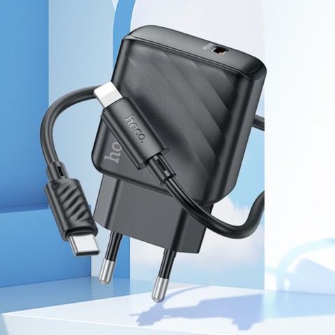 МЗП Hoco CS22A Value PD30W (1USB-C) + кабель Type-C to Lightning Black