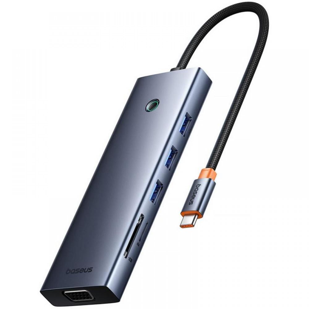 Перехідник HUB Baseus UltraJoy 10-Port (Type-C to HDMI+VGA+USB3.0*3+PD+RJ45+SD/TF3+3.5mm) (80C8) Slate Grey Перехідник HUB Baseus UltraJoy 10-Port (Type-C to HDMI+VGA+USB3.0*3+PD+RJ45+SD/TF3+3.5mm) (80C8) Slate Grey