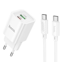 МЗП Hoco C149A Charm PD30W+QC3.0 (1USB-A/1C) + кабель Type-C to Type-C White
