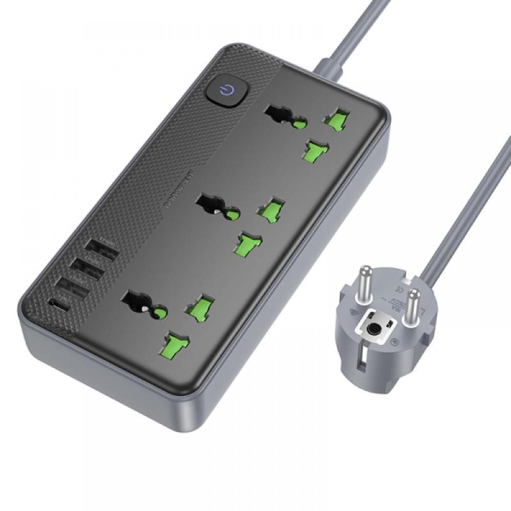 Подовжувач Borofone BAC2A (3USB-A/1C/3xSocket) (1.5m) Black