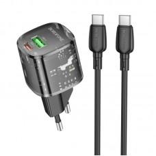 МЗП Borofone BN17 Sunlight PD20W+QC3.0 (1Type-C/1USB) + Type-C to Type-C Transparent black
