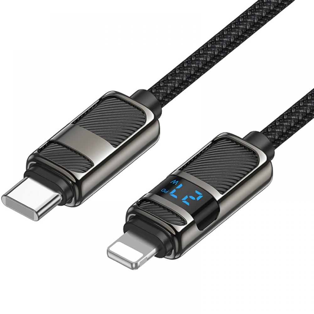 Дата кабель Hoco U137 Line with display Type-C to Lightning 27W (1.2m) Black