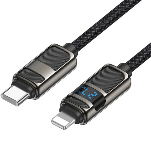Дата кабель Hoco U137 Line with display Type-C to Lightning 27W (1.2m) Black