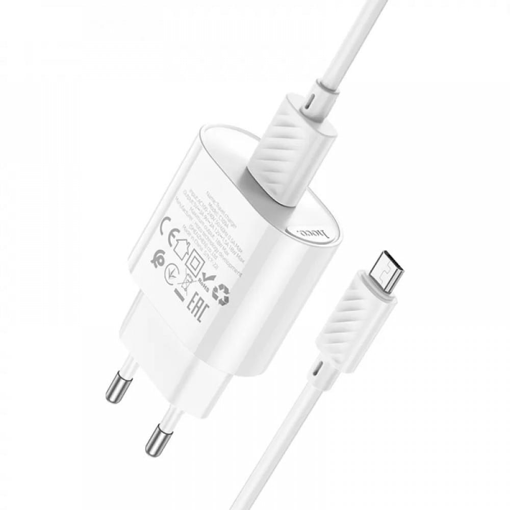 МЗП Hoco C109A Fighter QC3.0 18W (1USB-A) + кабель USB to MicroUSB White