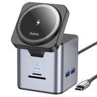 Перехідник HUB Hoco HB49 Effortless 9in1 100W з БЗП Metal gray