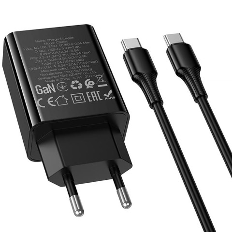 МЗП Hoco CS95A Leader PD30W+QC3.0 (1USB-A/1C) + кабель Type-C to Type-C Black