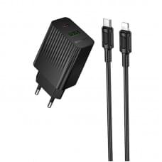 МЗП Borofone BAS76A Source PD30W+QC3.0 (1USB-A/1C) + кабель Type-C to Lightning Black